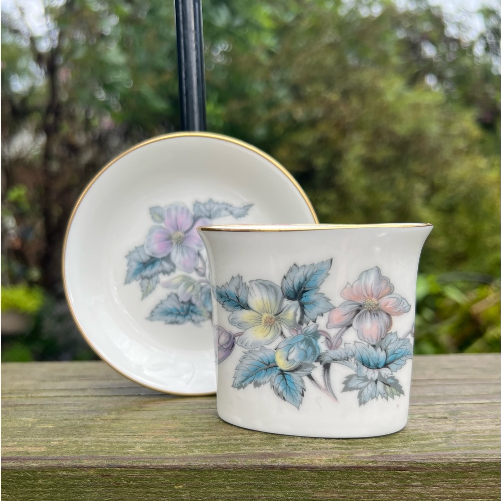 Vintage Royal Worcester Fine Bone China Floral Trinket Dish and Toothpick Holder